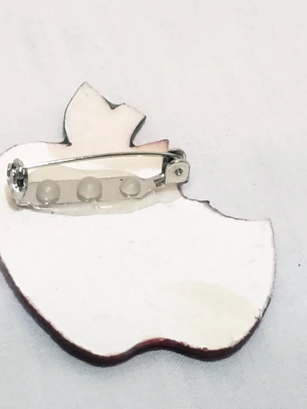 Red Apple with Bite out of it Resin Brooch Pin 2